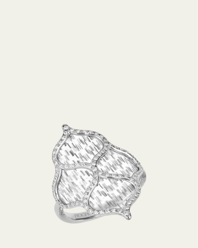 White Gold and Titanium Rain Ring with Diamonds